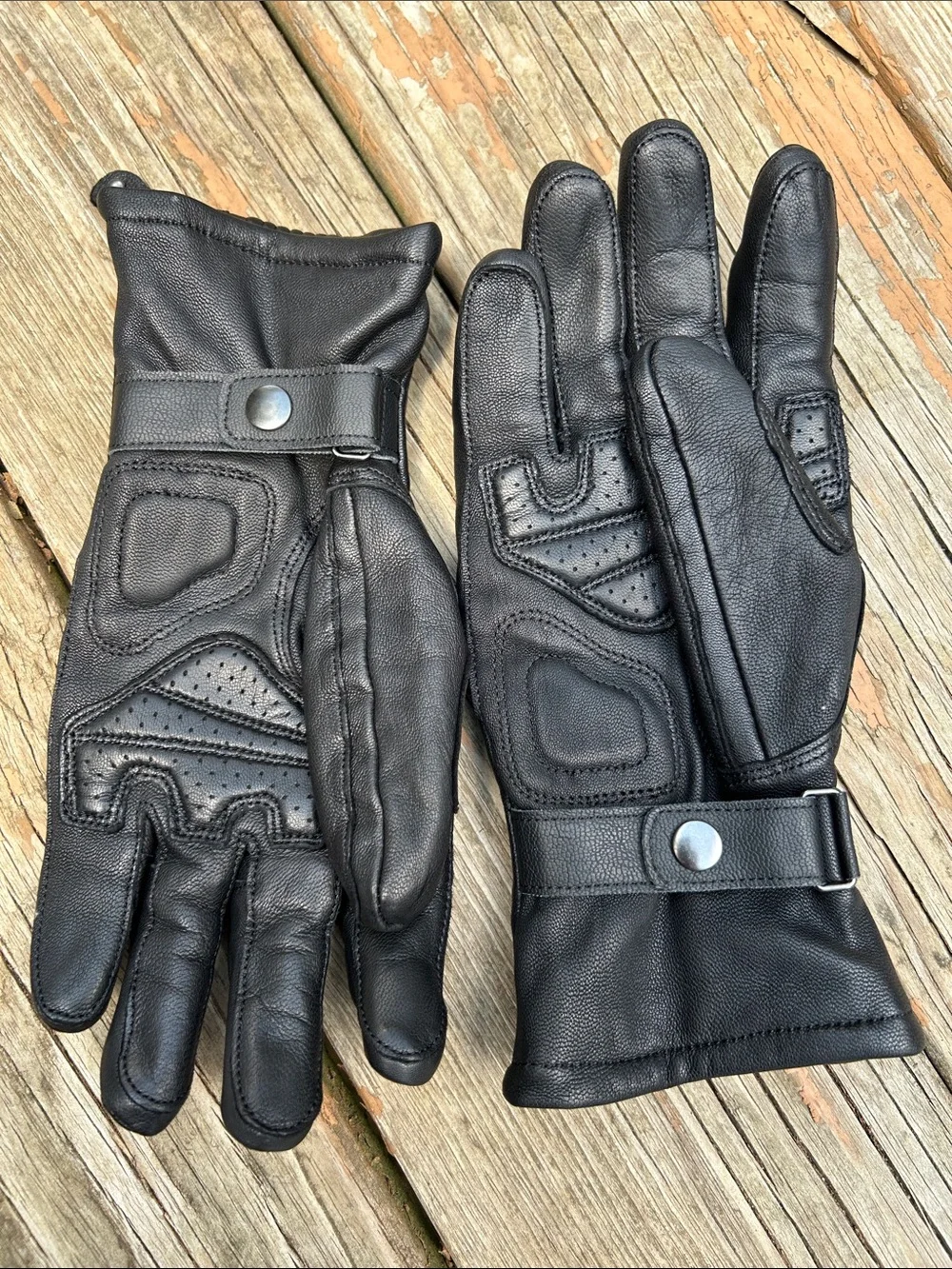 Harley-Davidson Black Leather Riding Gloves with Zip Cuff